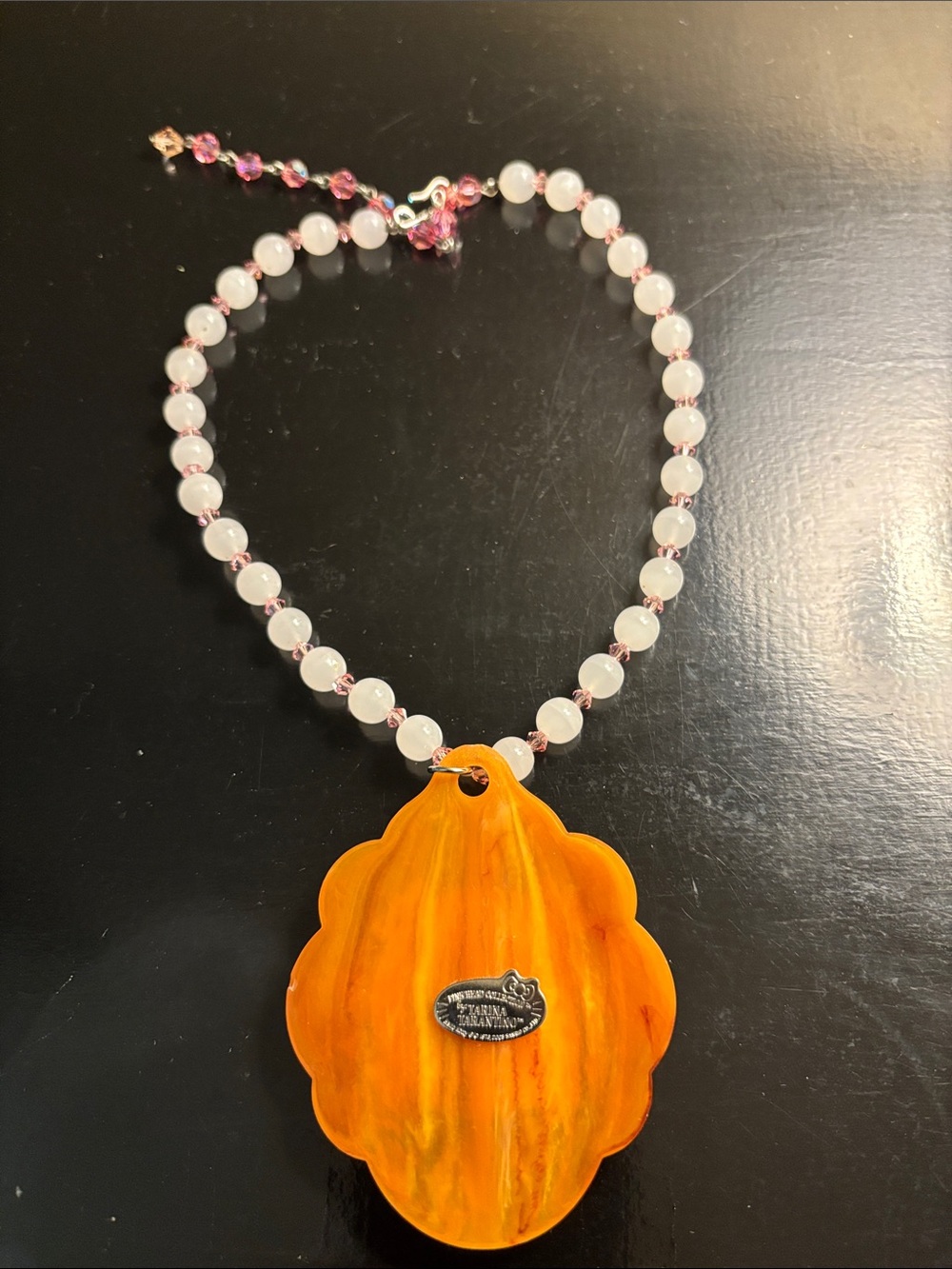 Tarina Tarantino Pink and Amber Beaded Hello Kitty Pendant Necklace - Picture 3 of 3